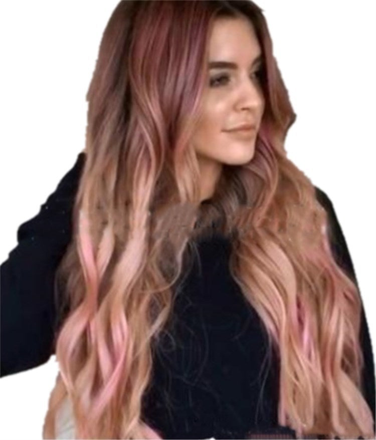 Brown Pink Big Wave Long Curly Hair Cross Border Women Wigs Cosplay Party Wigs Brown Pink Big Wave Long Curly Hair Cross Border Women Wigs Cosplay Party Wigs
